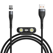 Baseus kabel magnetyczny 3w1 Zinc USB - Lightning + USB-C + microUSB 3A 1,0 m szaro-czarny do SAMSUNG ZV50