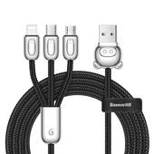 Baseus kabel Three Little Pigs 3w1 (micro/8-pin/typ-C | 1,2 m) czarny 3,5A do SAMSUNG ZV50