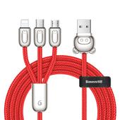 Baseus kabel Three Little Pigs 3w1 (micro/8-pin/typ-C | 1,2 m) czerwony 3,5A do SAMSUNG ZV50