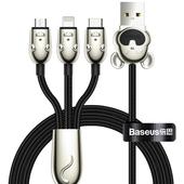 Baseus kabel Three Mouse 3w1 (micro/8-pin/typ-C | 1,2 m) czarny 3,5A do SAMSUNG ZV50