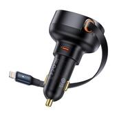 Baseus �adowarka samochodowa Enjoyment Pro Car Charger C+Retractable iP Cable 55W czarna do SAMSUNG ZV50