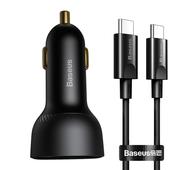 Baseus �adowarka samochodowa Superme PD 100W 1x USB 1x USB-C czarna + kabel USB-C - USB-C do SAMSUNG ZV50