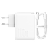 Baseus �adowarka sieciowa GaN5 Pro PD 100W 1x USB-C 1x USB bia�a + kabel USB-C - USB-C do SAMSUNG ZV50