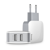 Baseus �adowarka sieciowa Letour 2 x USB bia�o-szara  2.4A do SAMSUNG ZV50