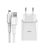 Baseus �adowarka sieciowa Mini Dual-U 2 x USB bia�a 2,1A + kabel USB - Lightning do SAMSUNG ZV50