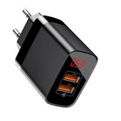 Baseus �adowarka sieciowa Mirror Lake 2USB QC 3.0 z wy�wietlaczem czarna 18W do SAMSUNG ZV50