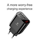 Baseus �adowarka sieciowa Mirror Lake 3 USB 3.4A z wy�wietlaczem czarna do SAMSUNG ZV50