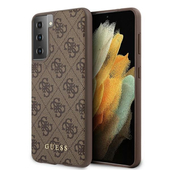 Pokrowiec  brzowe hard case 4G PU Metal Logo do Samsung s21 Ultra