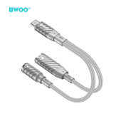 BWOO BZ67 adapter 2w1 Lightning/USB-C - jack 3.5mm szary