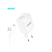 BWOO �adowarka sieciowa CDA60V 2x USB 2,4A bia�a + kabel microUSB do SAMSUNG ZV50