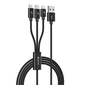 Devia kabel 3w1 Gracious USB - Lightning + USB-C + microUSB 1,2 m 3A czarny do SAMSUNG ZV50