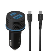 Devia �adowarka samochodowa Extreme PD QC 1x USB-C 1x USB 52,5W czarna + kabel USB-C - Lightning do SAMSUNG ZV50