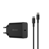 Devia �adowarka sieciowa Rocket PD 45W 1x USB-C czarna + kabel USB-C - USB-C do SAMSUNG ZV50