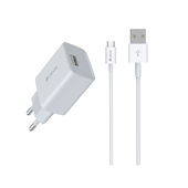 Devia �adowarka sieciowa Smart 1x USB 2,1A bia�a + kabel microUSB do SAMSUNG ZV50