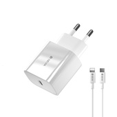 Devia �adowarka sieciowa Smart PD 20W 1x USB-C bia�a + kabel Lightning - USB-C V2 do SAMSUNG ZV50