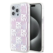 DKNY nak�adka bia�a HC liquid glitters w checkered pattern do Apple iPhone 15 Pro Max