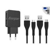 Energizer Hardcase �adowarka sieciowa 2USB 2,4A z kablem typ-C i microUSB czarna Lifetime do SAMSUNG ZV50