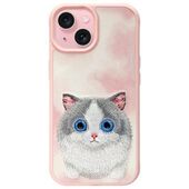 Etui nak�adka z os�on� aparatu silikonowe z nadrukiem r�owy do Apple iPhone 15