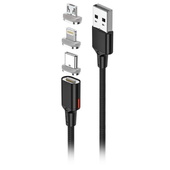 Forever Core kabel magnetyczny 3w1 USB - Lightning + USB-C + microUSB 1,0 m czarny 20W z przesy�em danych do SAMSUNG ZV50