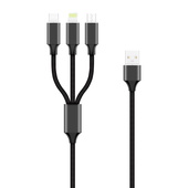Forever kabel 3w1 USB - Lightning + USB -C + microUSB czarny do SAMSUNG ZV50