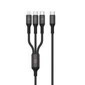 Forever kabel 3w1 USB-C - Lightning + 2x USB-C 1,2 m 60W czarny do SAMSUNG ZV50
