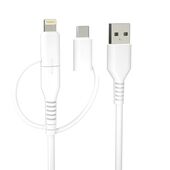 Forever kabel recycling 3w1 1,5m 2,4A USB-A - USB-C +microUSB+ Lightning KR3W1-00 bia�y do SAMSUNG ZV50