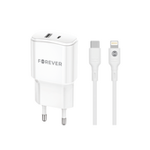 Forever �adowarka sieciowa PD QC TC-01-20AC 1x USB-C 1x USB 20W bia�a + kabel USB-C - Lightning 20W do SAMSUNG ZV50