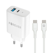 Forever �adowarka sieciowa PD QC TC-07 1x USB-C 1x USB 30W bia�a + kabel USB-C - USB-C 60W do SAMSUNG ZV50