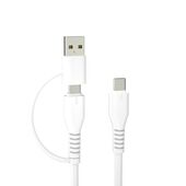 Forever recycling kabel  2w1 1,5m 3A USB-C - USB-C + USB-A KR2W1-00 bia�y do SAMSUNG ZV50