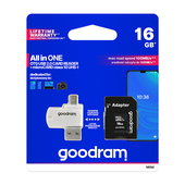 GoodRam microSDHC (16GB | klasa 10 | UHS I) + adapter + czytnik kart