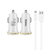 HOCO �adowarka samochodowa Z1 plus kabel micro bia�a 2USB 2,1A do SAMSUNG ZV50