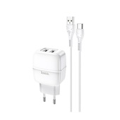 HOCO �adowarka sieciowa C77A plus kabel typ-C bia�a 2USB 2,4A do SAMSUNG ZV50