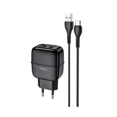 HOCO �adowarka sieciowa C77A plus kabel typ-C czarna 2USB 2,4A do SAMSUNG ZV50