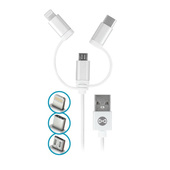 Kabel Forever 3w1 micro-USB + iPhone 8-PIN + USB typ-C bia�y do SAMSUNG ZV50