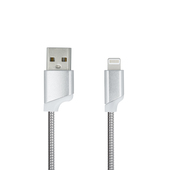 Kabel Forever do iPhone 8-PIN metalowy srebrny 1m 2A do SAMSUNG ZV50