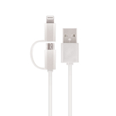Kabel USB Setty 2w1 nylon (microUSB+Lightning) bia�y do SAMSUNG ZV50