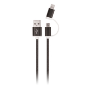 Kabel USB Setty 2w1 nylon (microUSB+typ C) czarny do SAMSUNG ZV50
