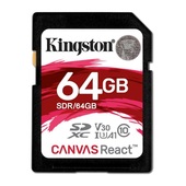 Kingston karta pami�ci SDXC Canvas React (64GB | class 10 | UHS-I | 100 MB/s) do SAMSUNG ZV50