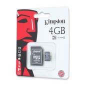KINGSTON microSDHC 4GB cl. 4 + adap 4GB microSDHC cl. 4 z adapt.