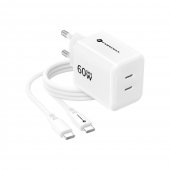�adowarka Forcell F-Energy AVS 60W GaN III Crystal Color 2xUSB-C + kabel 1 m bia�a do Samsung Galaxy S25 Plus