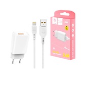 �adowarka sieciowa Denmen 2.4A + kabel USB - lightning 1,0 m bia�a 12W TTT do SAMSUNG ZV50