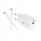 Szybka �adowarka 30W Forcell z d�ugim kablem 2m USB-C do telefonu 2 porty bia�a do Samsung Galaxy A52S 5G
