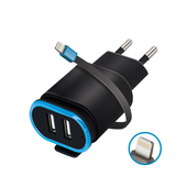 �adowarka sieciowa Forever TC-02 2xUSB 2.4A z kablem do iPhone 8-pin czarna do SAMSUNG ZV50