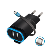 �adowarka sieciowa Forever TC-02 2xUSB 2.4A z kablem typ-C czarna do SAMSUNG ZV50