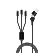 Maxlife kabel ALLin1 USB + USB-C - Lightning + 2x USB-C 1,0 m 66W czarny do SAMSUNG ZV50