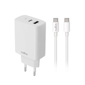 Maxlife �adowarka sieciowa PD QC MXTC-10-20AC 1x USB-C 1x USB 20W bia�a + kabel USB-C - USB-C 20W