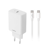 Maxlife �adowarka sieciowa PD QC MXTC-10-20C 1x USB-C 20W bia�a + kabel USB-C - USB-C 20W