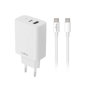 Maxlife �adowarka sieciowa PD QC MXTC-10-30AC 1x USB-C 1x USB 30W bia�a + kabel USB-C - USB-C 60W