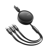Mcdodo kabel 3w1 Retractable USB - Lightning + USB-C + microUSB 1,2 m czarny zwijany CA-7250 do SAMSUNG ZV50
