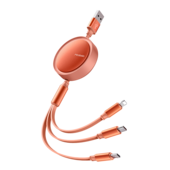 Mcdodo kabel 3w1 Retractable USB - Lightning + USB-C + microUSB 1,2 m pomara�czowy zwijany CA-7252 do SAMSUNG ZV50